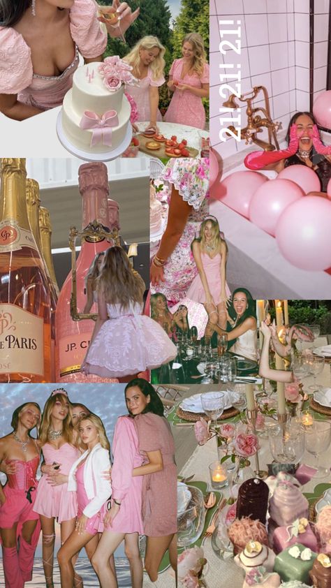 22nd Party Themes, Glam Birthday Aesthetic, Pink And White Party Aesthetic, Pink Party Astetic, Pink Girly Bachelorette Party, Cute Dress Picture Ideas, Pretty Pink Birthday Party, Pink Birthday Dress Aesthetic, Light Pink Party Aesthetic