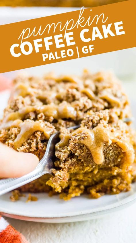 Get ready for the best pumpkin coffee cake you've ever had! This healthy version is topped with a thick layer of streusel and a soft and moist pumpkin cake underneath. It's great for a Thanksgiving breakfast, but you'll still feel great because it's paleo and gluten free. Even though it's made from scratch, it's an easy recipe to follow and freezes well too. #coffeecake #pumpkincake #pumpkin #streusel #paleocake #paleodessert #paleopumpkin Healthy Pumpkin Coffee, Paleo Coffee Cake, Summer Tart, Paleo Pumpkin Bread, Maple Icing, Pumpkin Coffee Cake, Pumpkin Streusel, Paleo Cake, Thanksgiving Breakfast