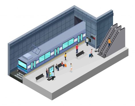 Transportation Architecture, Train Concept, Interior Design Portfolio Layout, Train Station Architecture, Old Train Station, Subway Station, Subway Train, Isometric Design, Isometric Illustration