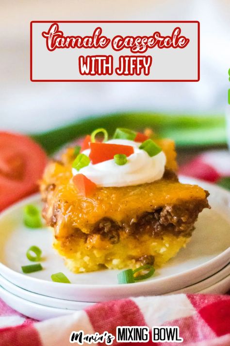 This tamale casserole with Jiffy mix combines classic tamale flavor with a Jiffy cornbread base for a tasty twist on a classic. Casserole With Jiffy Cornbread, Easy Tamales, Fiesta Recipes, Tamale Casserole, Jiffy Mix, Wonton Recipes, Jiffy Cornbread, Hearty Dinner Recipes, Cornbread Mix