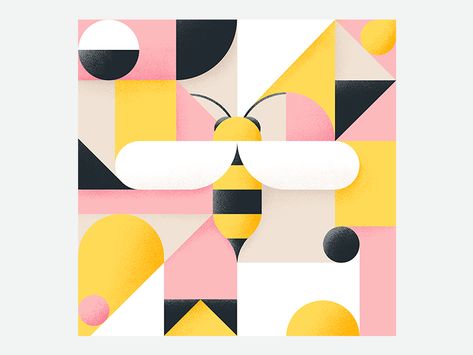 Love Cafe, Bee Illustration, Geometric Animals, Geometric Graphic, Dutch Artists, Bee Design, Graphic Design Poster, Silver Spring, Flat Illustration