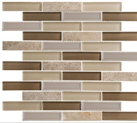 Beveled Castle Collection from Glazzio Tile. Love it? Visit our showroom to see it in person or visit our website to start your remodel today! https://buildersflooringanddesign.com/ Patio Accent Wall, Rectangular Tiles, Pool Shower, Mosaic Floor Tile, Grout Color, Dark And Light, Natural Stone Tile, Glass Marbles, Beveled Glass