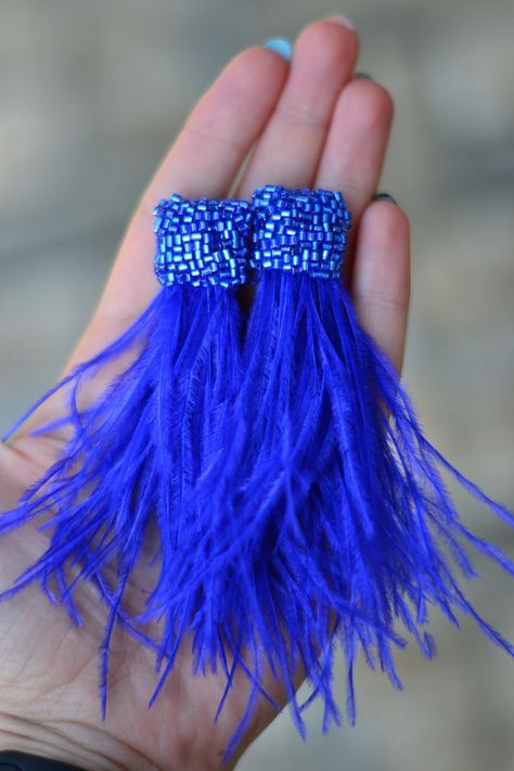 Earrings Square, Boho Festival Fashion, Amazing Dresses, Diy Jewlery, Blue Lilac, Beaded Tassel Earrings, Blue Tassel, Dope Jewelry, Blue Feather