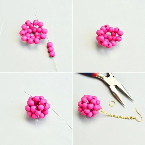 Beebeecraft Tutorials on How to Make a Pair of Red Wood Beaded Ball Earrings : 4 Steps - Instructables Beebeecraft Tutorials, Wooden Bead Earrings, Beads Tutorial, Beautiful Beaded Jewelry, Beaded Ball, Hand Crafts, Beaded Jewels, Beaded Jewellery, Red Wood