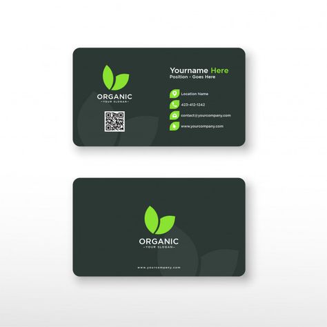 Green organic business card Creative Visiting Card, Stationary Set Design, Healthy Logo Design, Page Background Design, Eco Logo Design, Travel Brochure Design, Green Business Card, Book Editorial Design, Brand Identity Guidelines