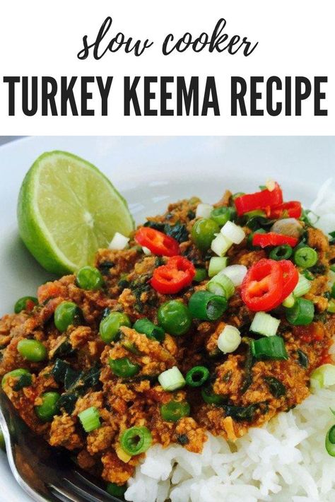 Turkey Keema, Ground Turkey Slow Cooker, Keema Curry, Healthy Curry Recipe, Healthy Curry, Keema Recipe, Turkey Mince Recipes, Slow Cooker Curry, Keema Recipes