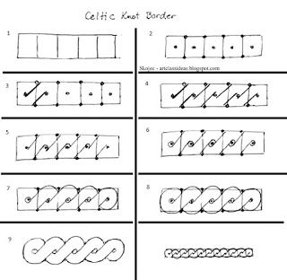 Celtic Border Art Class Ideas, Celtic Knot Border, Celtic Knot Tutorial, Celtic Knot Drawing, Celtic Border, Border Art, Graph Paper Designs, 8th Grade Art, Drawing Things