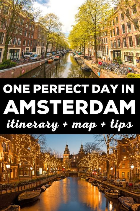 Get our Amsterdam one day itinerary with map, things to do & recommends + Amsterdam travel tips to help plan your trip to the Netherlands beautiful capital. Amsterdam Travel Tips, Day In Amsterdam, Amsterdam Map, Amsterdam Itinerary, Visit Amsterdam, Netherlands Travel, One Day Trip, Amsterdam Travel, European Vacation