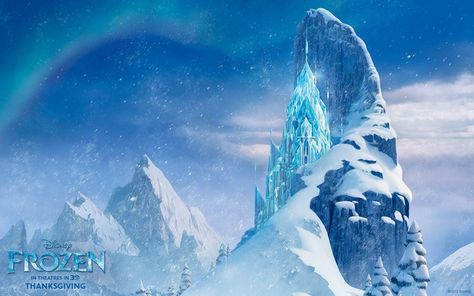 Elsa's Ice Palace - DisneyWiki Cp Photo, Frozen Palace, Elsa Castle, Frozen Poster, Frozen Background, Scenic Backgrounds, Frozen Castle, Castle Backdrop, Video Backdrops