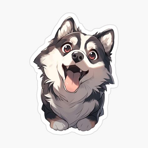 Cute Kawaii Happy Puppy Husky Dog by CozyKawaiiArt | Redbubble Puppy Husky, Adorable Puppy, Puppy Photos, Animal Designs, Happy Puppy, Bright Smile, Husky Puppy, Dog Images, Husky Dogs