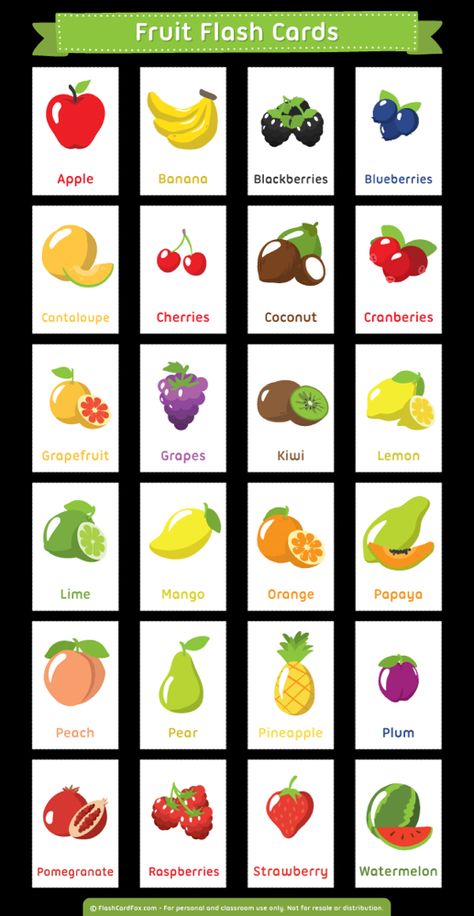 Fruit Cards Free Printable, Printable Learning Materials For Kids, Fruit Flashcards Free Printable, Cute Flashcards Ideas, Flashcards For Kids Printables, Fruits Flashcards For Kids, Fruit Flash Cards, Flashcards Ideas, Fruit Printables