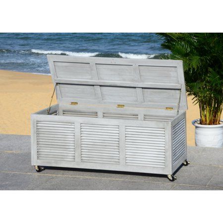 Gray Wash Furniture, Pool Patio Furniture, Cushion Storage, Deck Boxes, Mud Room Storage, Rolling Storage, Eucalyptus Wood, Living Room Organization, Deck Box