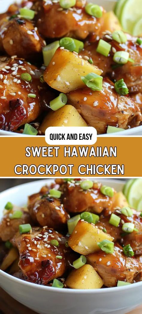 Sweet Hawaiian Crockpot Chicken: A Tropical Delight Sweet Hawaii Crockpot Chicken, Crock Pot Hulu Hulu Chicken, Hawaiian Chicken In Crockpot, Hawaii Chicken Crock Pot, Hawaiian Crock Pot Chicken, Crockpot Recipes Hawaiian, Crockpot Huli Huli Chicken, Hawaii Chicken Recipes, Boneless Skinless Chicken Thigh Recipes Crockpot