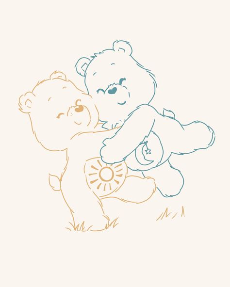 Care Bears Tattoo Ideas, Care Bears Drawing, Care Bear Tattoo, Care Bear Tattoos, Care Bears Vintage, Care Bear Party, Custom Ipad, Bear Tattoo, Blue Poster