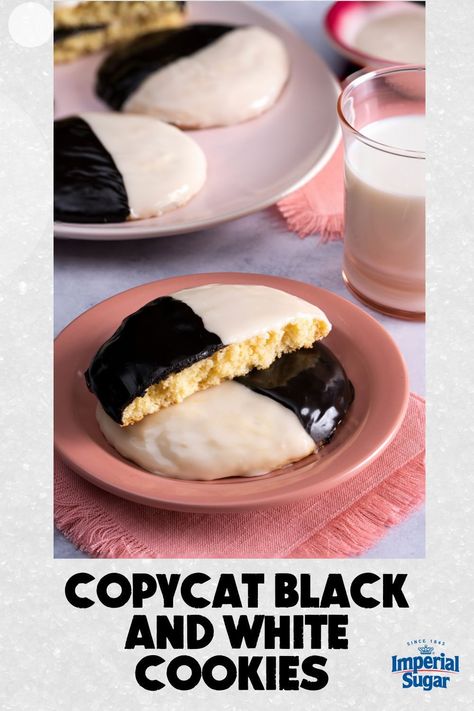 Having a black and white movie night or having a friend from New York over? Try out thIs Copycat Black and White Cookies recipe. These classic treats are perfect for satisfying any sweet tooth and are sure to impress your friends and family. Follow our simple instructions and get ready to enjoy a homemade version of this iconic New York City dessert. Save this recipe and try this tasty cookie recipe today! Black And White Cookies Recipe, White Cookies Recipe, Black And White Cookie Recipe, Pumpkin Cookies Easy, Eclipse Party, White Cookies, Yummy Bites, Black And White Cookies, Carrot Cake Cookies