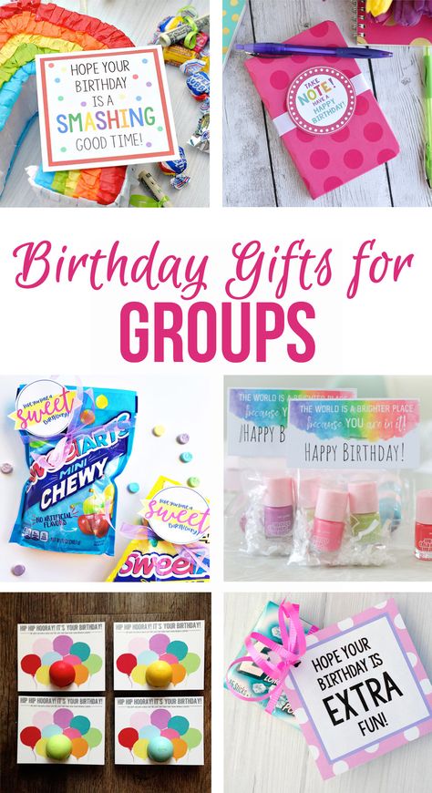 Birthday Gifts For Large Group, Bulk Birthday Gift Ideas, Work Birthday Gifts, Birthday Gifts For Coworkers Inexpensive, Ministering Birthday Gift Ideas, Diy Birthday Gifts For Coworkers, Coworker Bday Gift Ideas, Young Women Birthday Gift Ideas, Relief Society Birthday Gifts