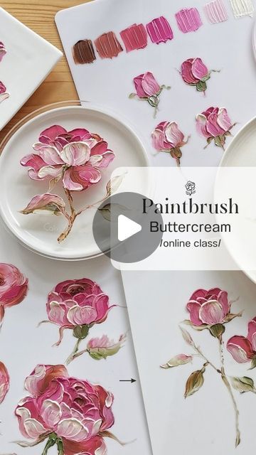 Painted Flowers On Cake, Painting On Buttercream Cakes, Sculpting Buttercream, Bolo Knife, Gracefully Quotes, Cake Painting Tutorial, Buttercream Painting, Piped Flowers, Buttercream Recipes