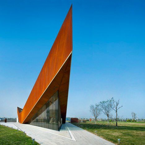 Gallery Architecture, Inspirational Architecture, Art Galleries Architecture, Tianjin China, Galleries Architecture, Luxury Exterior, Geometric Architecture, Sales Office, Architecture Ideas