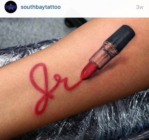 Tube Of Lipstick Tattoo, Lipstick Tattoo Designs, Lipstick Tattoo Ideas, Lipstick Tattoo, Lipstick Names, Stick Tattoo, Lipstick Tattoos, Tattoos Inspiration, Red Rose Tattoo