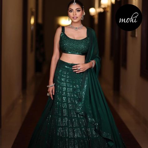 Embrace the allure of green with our stunning lehenga collection! From vibrant emeralds to delicate pastels, discover the perfect shade to elevate your ethnic ensemble. Whether it’s for a wedding, festive celebration, or a special occasion, let the richness of green captivate your style . . . Outfit By: @nehakhullarofficial Shop Now : www.mohifashion.com . . . . . #LehengaSarees #lehengaset #lehengawedding #LehengasOnline #lehengadilwali #lehengaa #lehengastyle #lehengaseason #lehengasuit #l... Green Lehenga Bridal, Cutdana Embroidery, Lehenga Bridesmaid, Engagement Lehenga, Sangeet Outfit, Reception Outfit, Georgette Lehenga, Lehenga Wedding, Green Lehenga