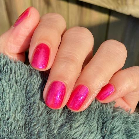 Megan on Instagram: "[pr] • @opi - “Pink, Bling, and Be Merry” • 🥂I love a bright shimmery pink for the holidays, and this one doesn’t disappoint. I always struggle to describe the color of shimmers, but this appears to have pinky-purple and gold shimmer, making a beautiful combo with this fun pink base. The formula is smooth and gets opaque in 2 easy coats." Opi Pink Bling And Be Merry, Opi Pink, Pink Bling, Beautiful Disaster, Gold Shimmer, Nail Colors, Purple, Nails, Pink