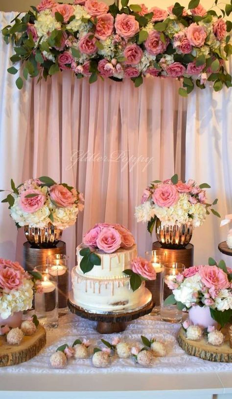 Rose Gold Garden Party Decor, Rose Garden Birthday Theme, Rose Garden Theme Party, Pink Roses Baby Shower Theme, Rose Garden Party Theme, Pink Rose Baby Shower Ideas, Rose Theme Baby Shower Ideas, Flower Garden Baby Shower Theme, Rose Garden Baby Shower Theme