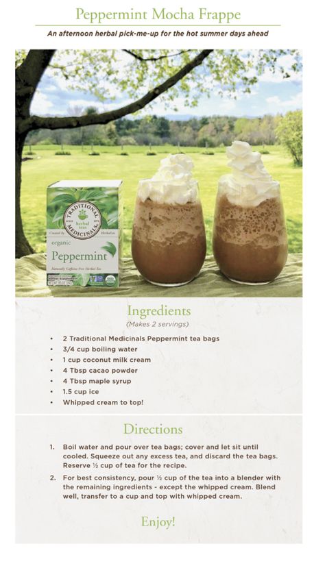 Peppermint Frappe Peppermint Tea Latte, Peppermint Frappe, Peppermint Tea Recipe, Peppermint Tea Benefits, Tea Drink Recipes, Mocha Frappe, Cozy Drinks, Milk Shakes, Peppermint Tea