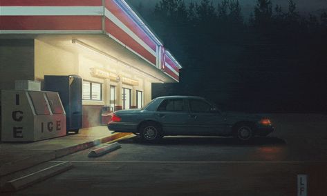 Gas Station At Night, Ultrawide Wallpaper, Animated Illustration, Piskel Art, Animation Storyboard, Arte 8 Bits, 8bit Art, New Retro Wave, Fotografi Vintage