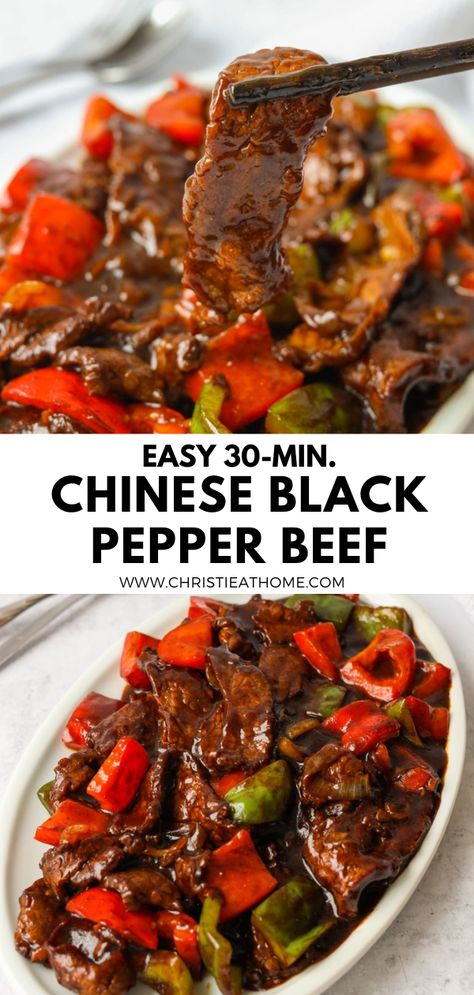 Beef And Peppers, Chinese Beef Recipes, Japanese Meals, Black Pepper Sauce, Black Pepper Beef, Pepper Beef, Homemade Chinese Food, Chinese Cooking Recipes, Easy Chinese Recipes