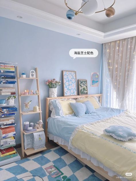 Light Blue Room, Periwinkle Room, Light Blue Rooms, Teal Rooms, Blue Room Decor, Colorful Room Decor, Blue Bedroom Decor, Bedroom Deco, Cute Bedroom Ideas