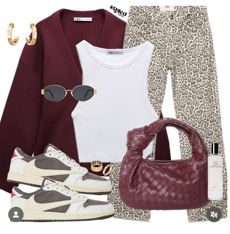 Burgundy And Leopard Outfit, French Chic Fashion, 2015 Outfits, Leopard Print Jeans, Fall 24, Cute Preppy Outfits, Outfit Inspiration Fall, Outfit Inspo Fall, Preppy Outfits