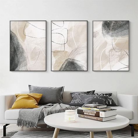 Living Room Minimal, Bedroom Beige, Abstract Art Wall, Home Decor Living Room, Scandinavian Art, Abstract Poster, Living Room Pictures, Art Wall Art, Decor Living Room