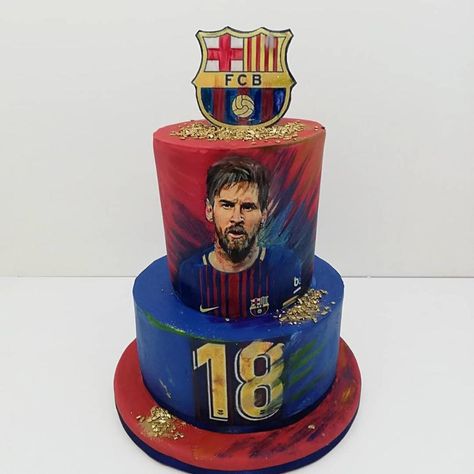 Lionel Messi by Milica Fifa Cake, Bolo Do Barcelona, Barcelona Cake, Messi Birthday, Sport Cricket, Soccer Birthday Cakes, Football Birthday Cake, Aj Cook, Soccer Cake