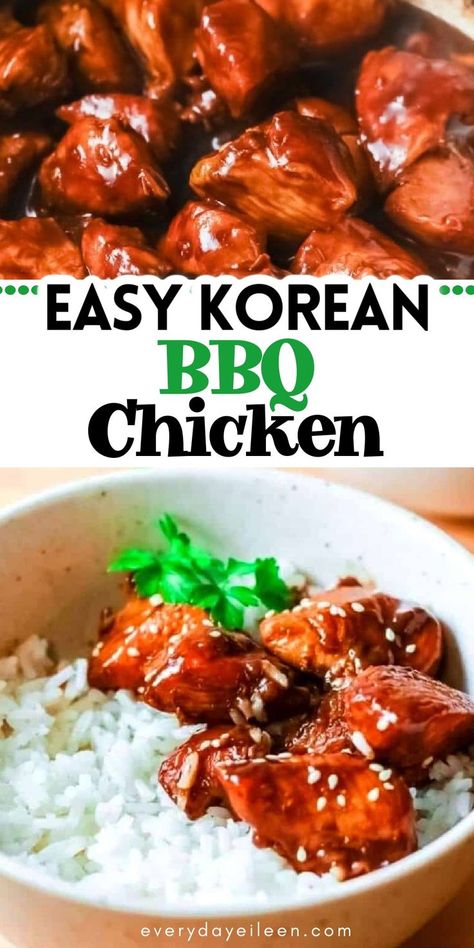 Korean Barbecue Chicken Recipe, Easy Korean Bbq Recipes, Chinese Barbecue Chicken, Korean Teriyaki Chicken, Korean Chicken And Rice Recipes, Korean Chicken Bbq Recipes, Bbq Asian Chicken, Korean Barbecue Recipes, Asian Barbeque Chicken