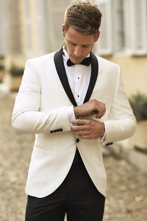 Men Suits Prom, White Tuxedo Wedding, Wedding Suits Men Black, Suit For Men Wedding, White Wedding Suit, White Tux, Tuxedo Mask, Wedding Suits Groom, Groom Tuxedo