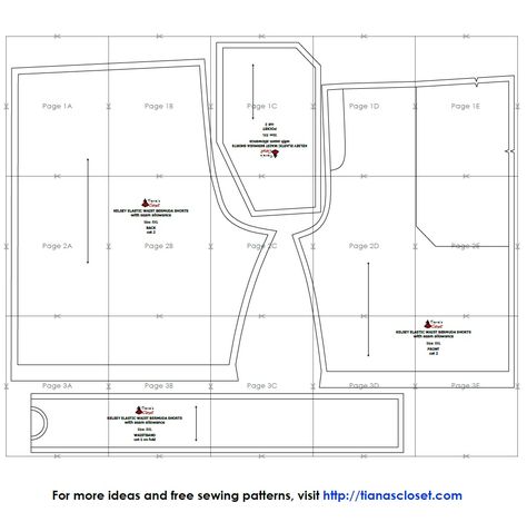 Elastic Waist Shorts Pattern Free, Baggy Jorts Sewing Pattern, Sewing Shorts Pattern, Shorts Sewing Pattern Free, Bermuda Shorts Pattern, Free Shorts Sewing Pattern, Elastic Waist Shorts Pattern, How To Sew Pants, Sewing Pattern Men