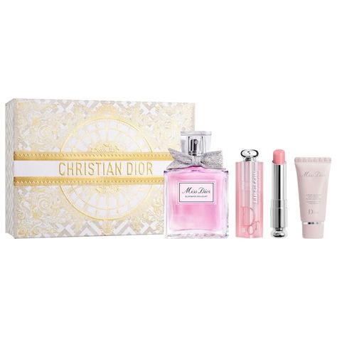 Miss Dior Beauty Ritual Lifestyle Perfume Set - DIOR | Sephora Dior Gift Set, Glow Balm, Miss Dior Blooming Bouquet, Blooming Bouquet, Dior Addict Lip Glow, Dior Lip Glow, Dior Addict Lip, Perfume Set, Dior Beauty