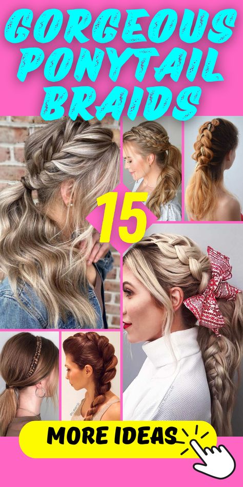 Braided Ponytail Hairstyles for Women: Effortlessly Combine Style and Convenience! Effortlessly combine style and convenience with braided ponytail hairstyles. Whether you're on-the-go or attending a special occasion, a braided ponytail is a stylish and practical choice. From slicked-back braided ponytails to low braided ponytails with a side part, these hairstyles keep your hair neat and add a trendy touch to your overall look. Braided Side Ponytail Hairstyles, Hair Braided Up Into Ponytail, Braid To Ponytail, Ponytail Braids Hairstyles, Ponytail Hairstyles For Women, A Braided Ponytail, Low Pony Hairstyles, Braided Ponytails, Dutch Braid Ponytail