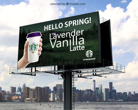 Billboard for the campaign starring the new drink, The Lavender Vanilla Latte. New Drink, Lavender Vanilla, Vanilla Latte, Packaging Ideas, Coffee Shop, Dancing, Vanilla, Lavender, Portfolio