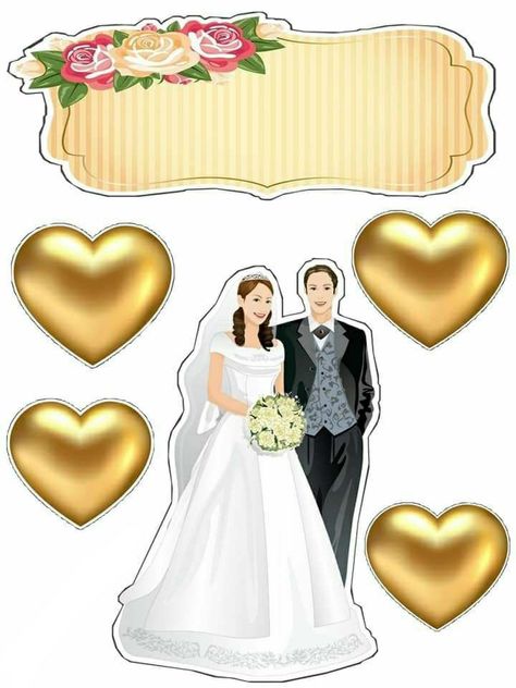 Wedding Cake Topper Printable, Kue Anniversary, Dora Wallpaper, Cake Topper Wedding Romantic, Cake Drawing, Baby Clips, Cake Topper Printable, Birthday Cake Topper Printable, Wedding Anniversary Cake