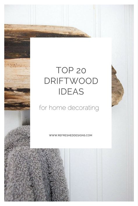 Top 20 DIY Driftwood Ideas — Refreshed Designs Driftwood And Rocks Ideas, Diy Towel Rack Bathroom, Diy Towel Rack, Driftwood Shelf, Diy Driftwood, Driftwood Ideas, Towel Rod, Home Simple, Towel Rack Bathroom