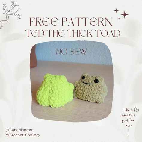 Crochet • Instagram Crocheted Animals, Easy Crochet Animals, Quick Crochet Patterns, Crochet Frog, Crochet Animals Free Patterns, Crochet Design Pattern, Beginner Crochet Projects, Crochet Amigurumi Free, Quick Crochet