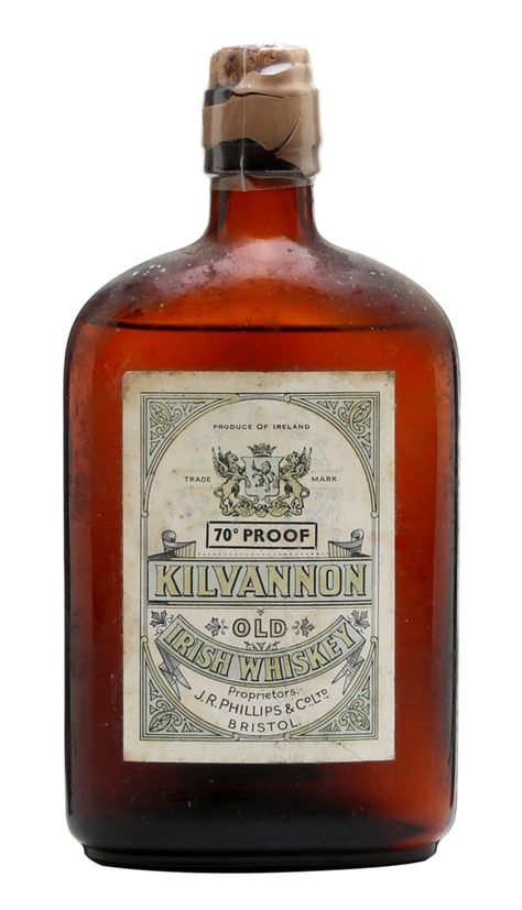 KILVANNON OLD IRISH WHISKEY Bot. 1920s, Ireland Old Whiskey Bottles, 1920s Ireland, Whiskey Bottles, Vintage Cocktails, Whiskey Label, Homemade Beer, Spirit Drink, Rum Bottle, Historical Illustration