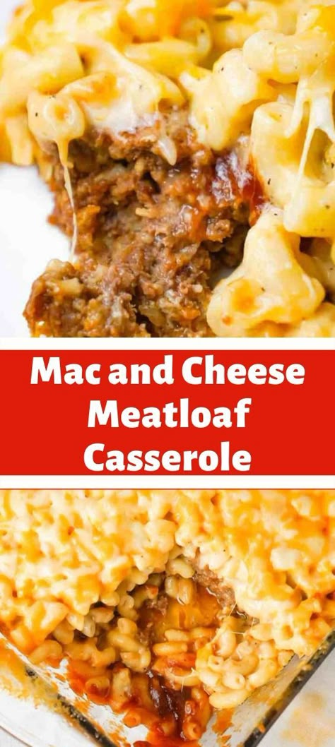 Mac and Cheese Meatloaf Casserole Cheese Meatloaf, Ground Beef Meatloaf, Macaroni And Cheese Casserole, Meatloaf Casserole, Cheese Stuffed Meatloaf, Beef Meatloaf, Hearty Dinner Recipes, Cheese Baked, Diner Recept