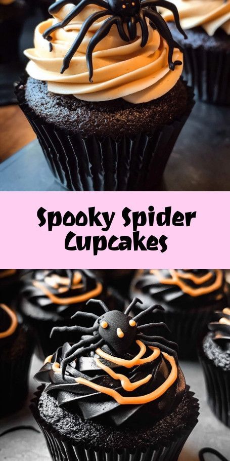 Spooky Spider Halloween Cupcakes: Creepy and delicious cupcakes perfect for Halloween parties. Rich chocolate flavor with a fun spider design. Easy to make and sure to wow your guests! #HalloweenBaking #SpookyCupcakes #HalloweenTreats #SpiderCupcakes #CupcakeDecorating #SweetHalloween #TrickOrTreat #HalloweenDesserts #FunWithFood #CreepyCupcakes Spider Cupcakes Halloween, Chocolate Spiders, Spider Cupcakes, Pull Apart Cupcake Cake, Spider Design, Spooky Food, Pull Apart Cupcakes, Delicious Cupcakes, Spider Halloween