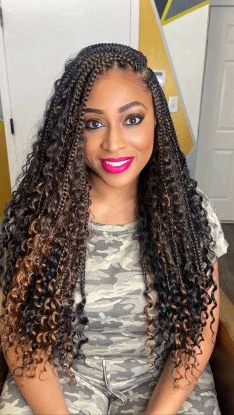 Crochet Braids on Instagram: "No leaveout crochet goddess box braids never looked this good🔥 🎥 @sabrinasbeauty ✨ Hair installed Boho Goddess box braids by Kima Hair from @harlem125hair #fortheloveofcrochetbraids #crochetponytail #crochetlocs #protectivestyles #knotlesscrochetbraids #seamlesscrochetbraids #illusioncrochetbraids #voiceofhair #healthyhairjourney #braidlesscrochetbraids #naturalhair #blackgirlmagic #feedinbraids #hairideas #crochetoverlocs #nulocs #nomakeup #instagramdaily #... Goddess Braids Crochet Hairstyles, Boho Goddess Box Braids Crochet, Boho Box Braids Crochet Hair, Crochet Boho Box Braids, Crochet Bohemian Box Braids, Crochet Goddess Box Braids, Goddess Crochet Braids, Crochet Goddess Braids, Goddess Braids Crochet