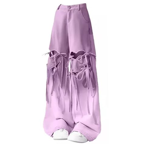 Knee-Heart Gradient Pants | BOOGZEL CLOTHING – Boogzel Clothing Purple Bottoms Outfit, Y2k Fashion Purple, Purple Clothing Aesthetic, Indie Aesthetic Outfits, Chiffon Beach Dress, 90s Y2k Fashion, Outfit Pieces, Pants Gift, Purple Pants