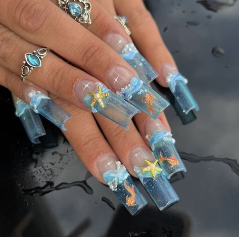 Mermaid Nails Long, Brown Nails Design, Summery Nails, Girly Acrylic Nails, Mermaid Nails, Pretty Gel Nails, Really Cute Nails, Nail Idea, Soft Nails