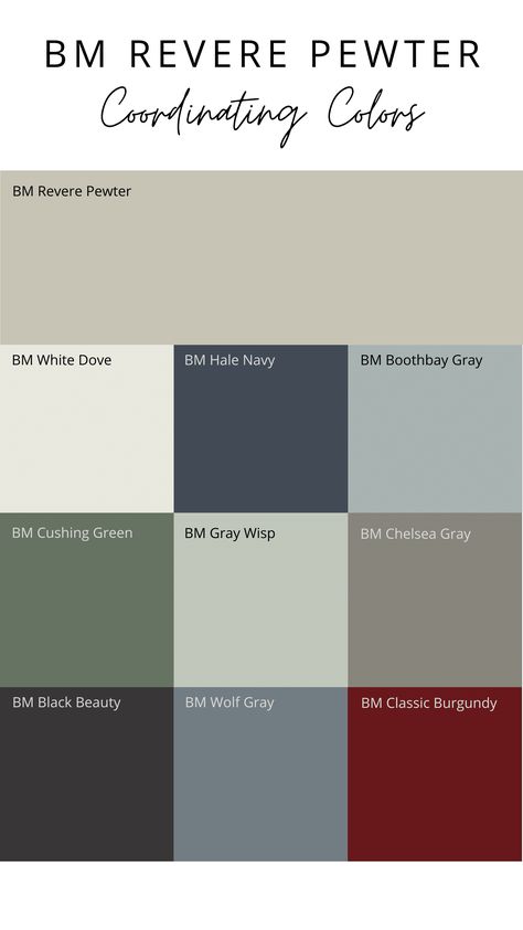 Why Designers Love Benjamin Moore Revere Pewter – Welsh Design Studio Revere Pewter Ceiling, Revere Pewter Color Scheme, Revered Pewter Color Scheme, Revere Pewter Living Room, Revere Pewter Coordinating Colors, Bm Revere Pewter, Benjamin Moore Revere Pewter, Basement Paint, Basement Paint Colors