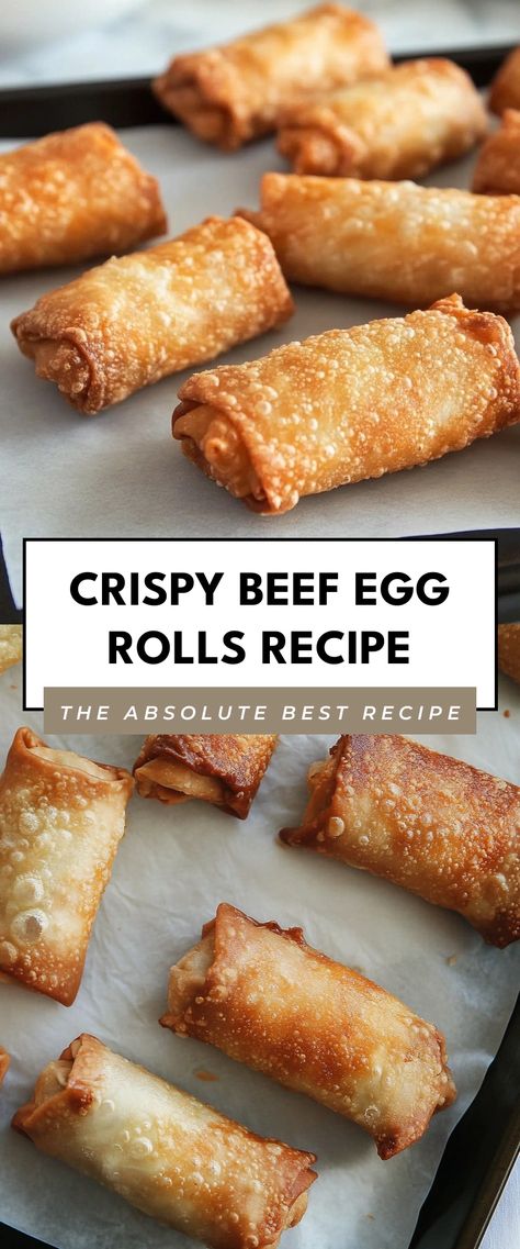 Image for Crispy Beef Egg Rolls Recipe Unique Egg Roll Recipes, Egg Rolls With Ground Beef, Ground Beef Egg Rolls, Chinese Egg Roll Recipes, Cheesesteak Eggrolls, Easy Egg Roll Recipe, Beef Egg Rolls, Pork Egg Roll Recipes, Chinese Egg Rolls